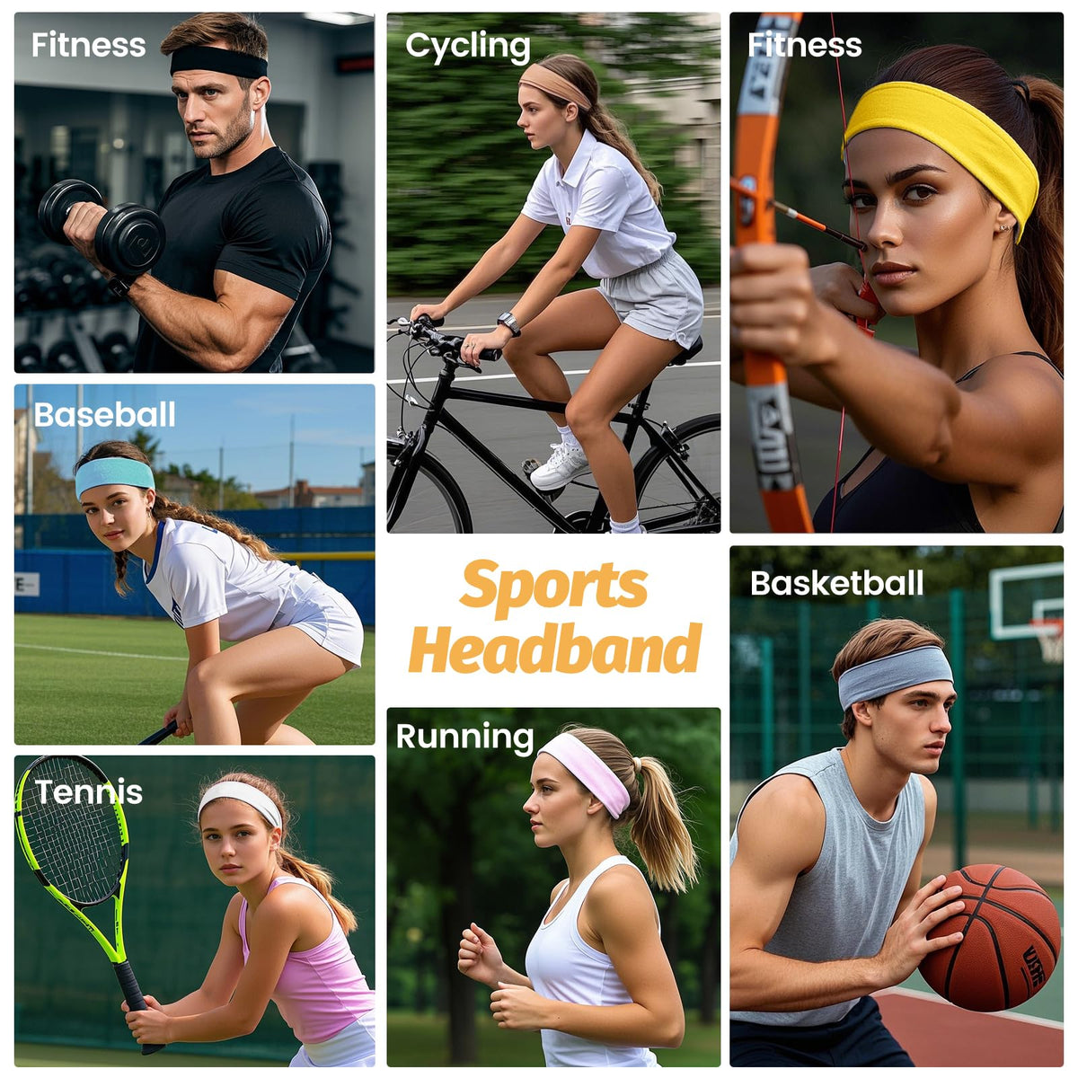 Headbands for Women - 6 Pack Wide Elastic Hair Bands | Stretchy Sweatbands Hair Bands | Soft Sports Thin Head Bands | Non-Slip Accessories Bands for Fashion, Washing Face, Workouts, Yoga, Daily Use