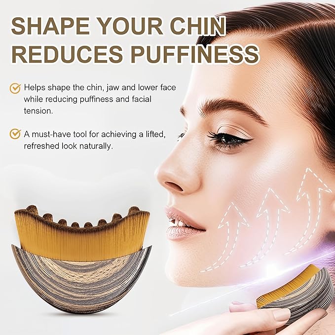2 PCS Lymphatic Contour Face Brush for Facial Massage and Puffiness Reduction, Gentle Manual Lymphatic Drainage Massager, Soft Bristles for Sensitive Skin and Sculpted Look