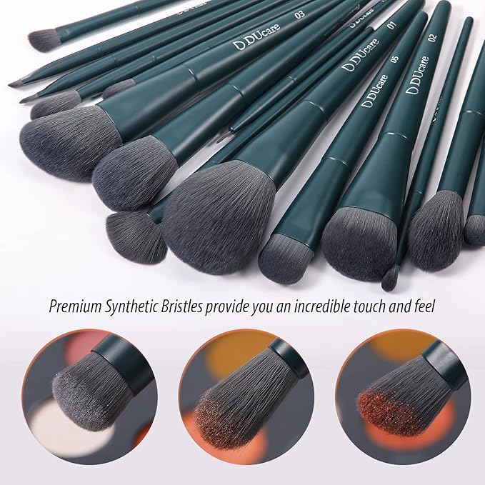DUcare Makeup Gift Set 19 Pcs,17pcs Brushes Brush 1pc Cleaning Mat and 1pc Makeup Sponge Professional Face Powder Eye Shadow Powder Liquid Brushes