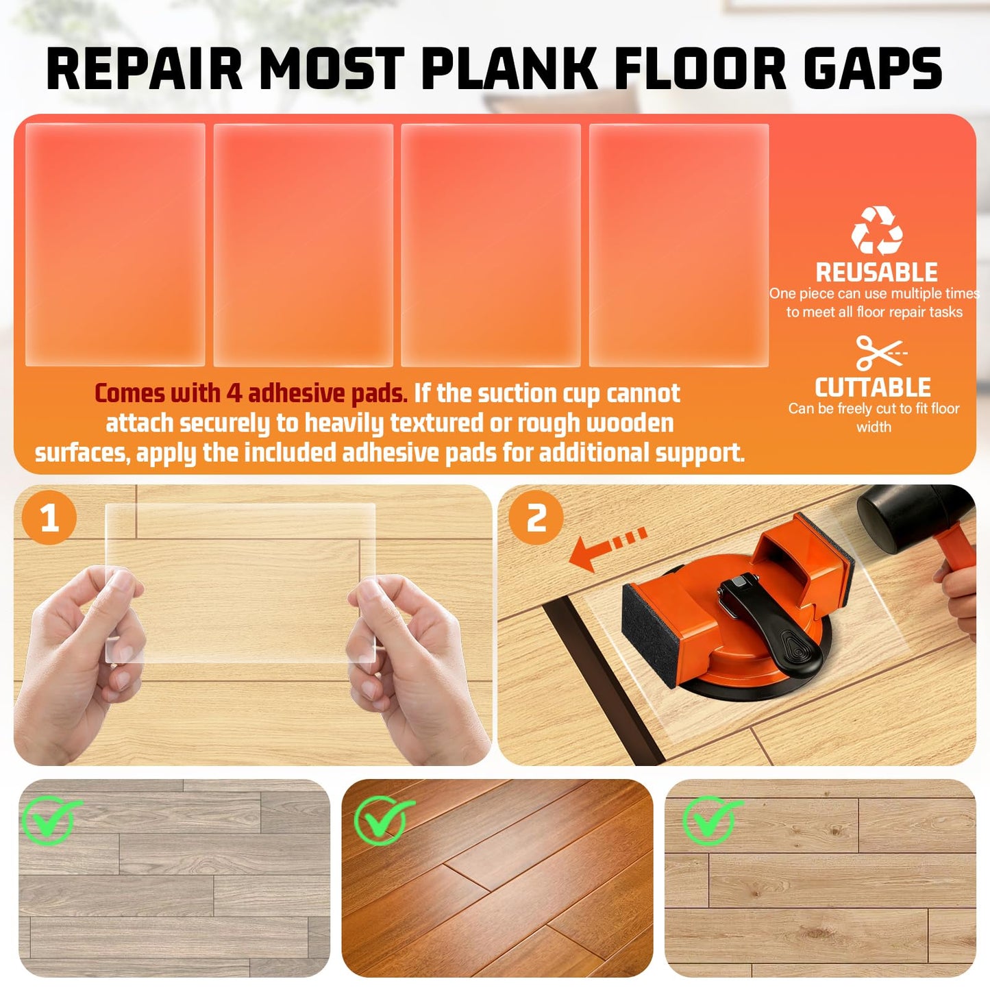 Floor Gap Fixer Tool Heavy Duty for Laminate/Vinyl/Wood/Tile Flooring