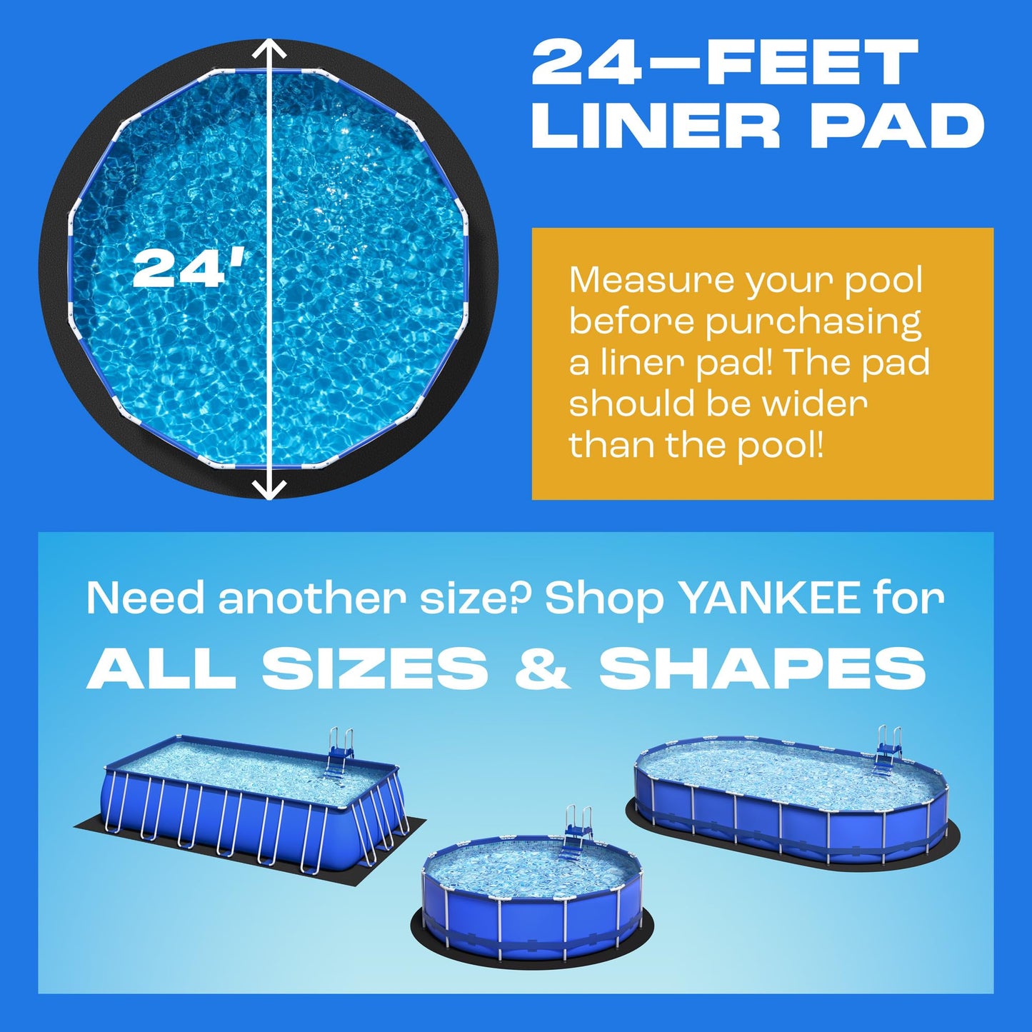 Yankee Pool Liner Pad, 24 Ft Round Puncture Proof Pool Mat, Above Ground Pool Liner Protector Against Tearing, Grass, Under Pool Pad to Prolong Swimming Pool Liner Life