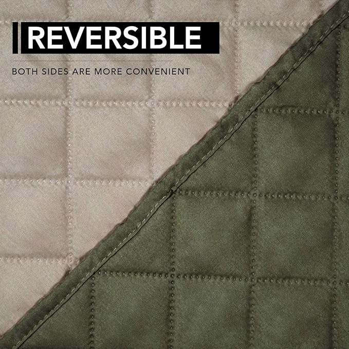 Easy-Going Oversized Recliner Cover Reversible Couch Cover Sofa Cover for Living Room Water Resistant Furniture Protector with Elastic Straps for Pets Dog (Oversized Recliner, Army Green/Beige)