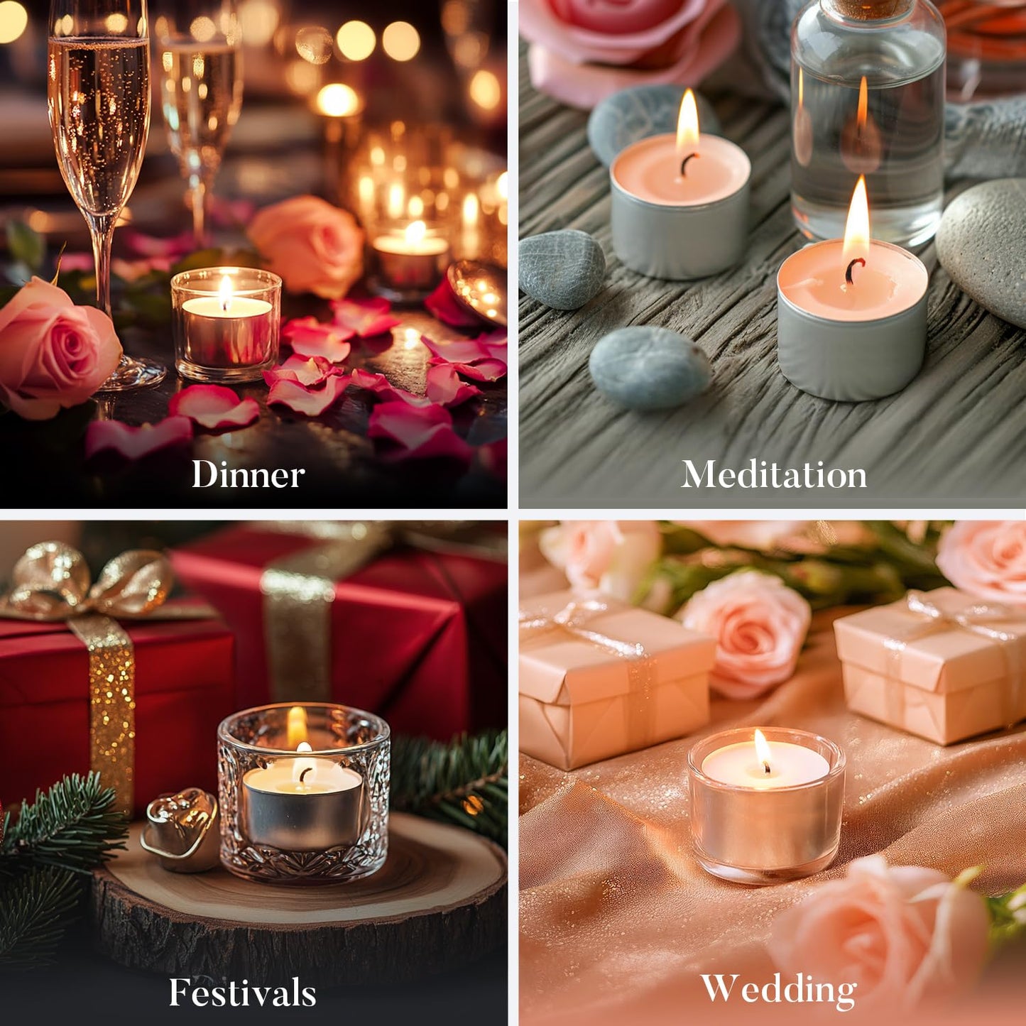 Tea Candles 100 Pack - 8 Hour Burn Time,Unscented Tea Lights Candles for Shabbat, Weddings, Christmas Lights, Home Decor