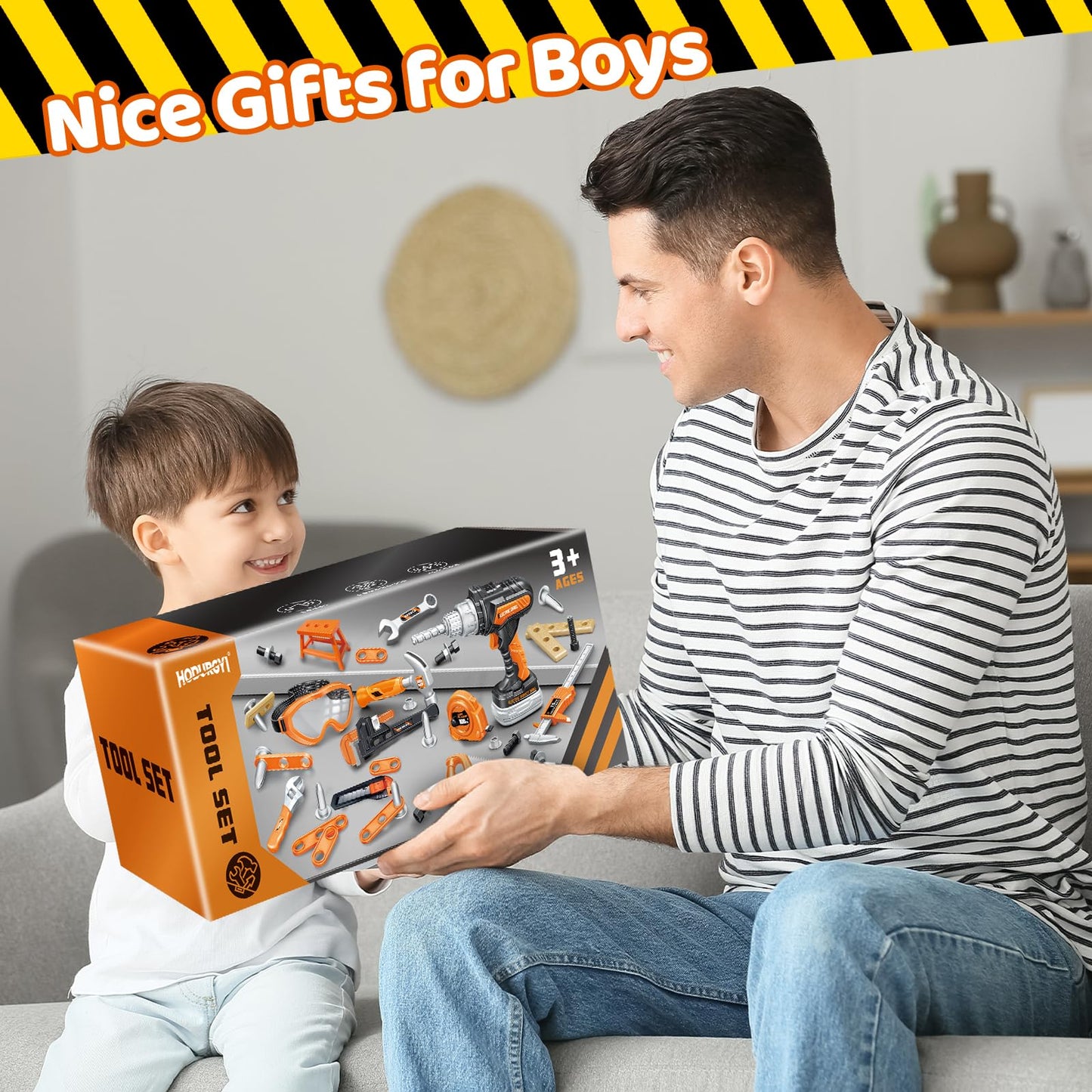 Kids Tool Set 46 PCS, Christmas Birthday Gifts for Kids Ages 3,4,5,6,7,8, Toddler Tool Set with Portable Tool Box & Electronic Toy Drill, Construction Toys Tools for Toddlers, Tool Kits for Boys Girls