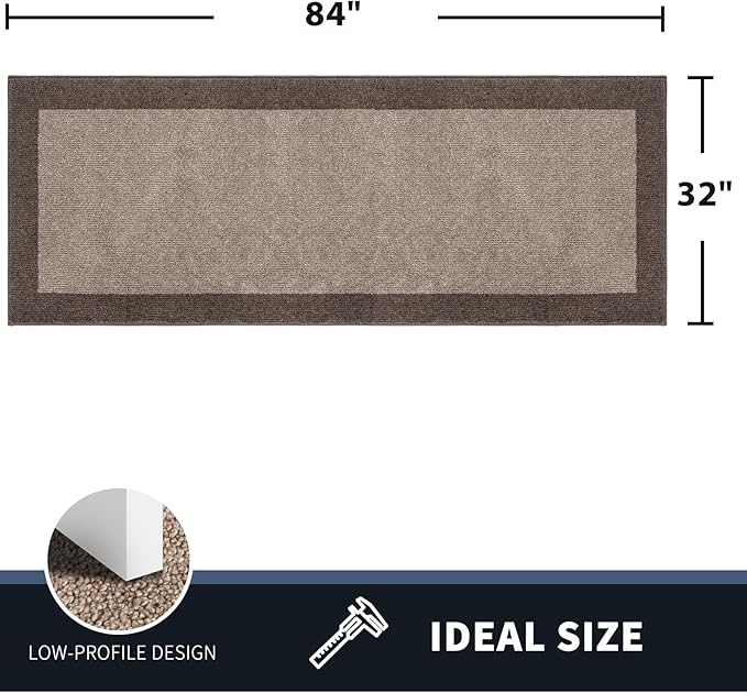 PURRUGS Dirt Trapping Door Mat 32" x 84", Non-Slip Washable Entry Mat, Dog Doormat, Front Door Mat, Super Absorbent Entrance Mat for Muddy Shoes & Paws, Beige & Grayish Brown