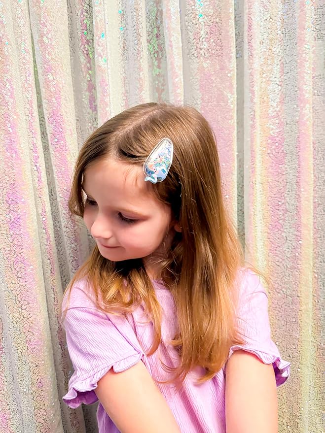 LUV HER Licensed Hair Accessories For Girls, 6pc Cute Hair Clips with Favorite Disney Princess Character Charms, Magical Confetti Hair Clips, Ages 3+