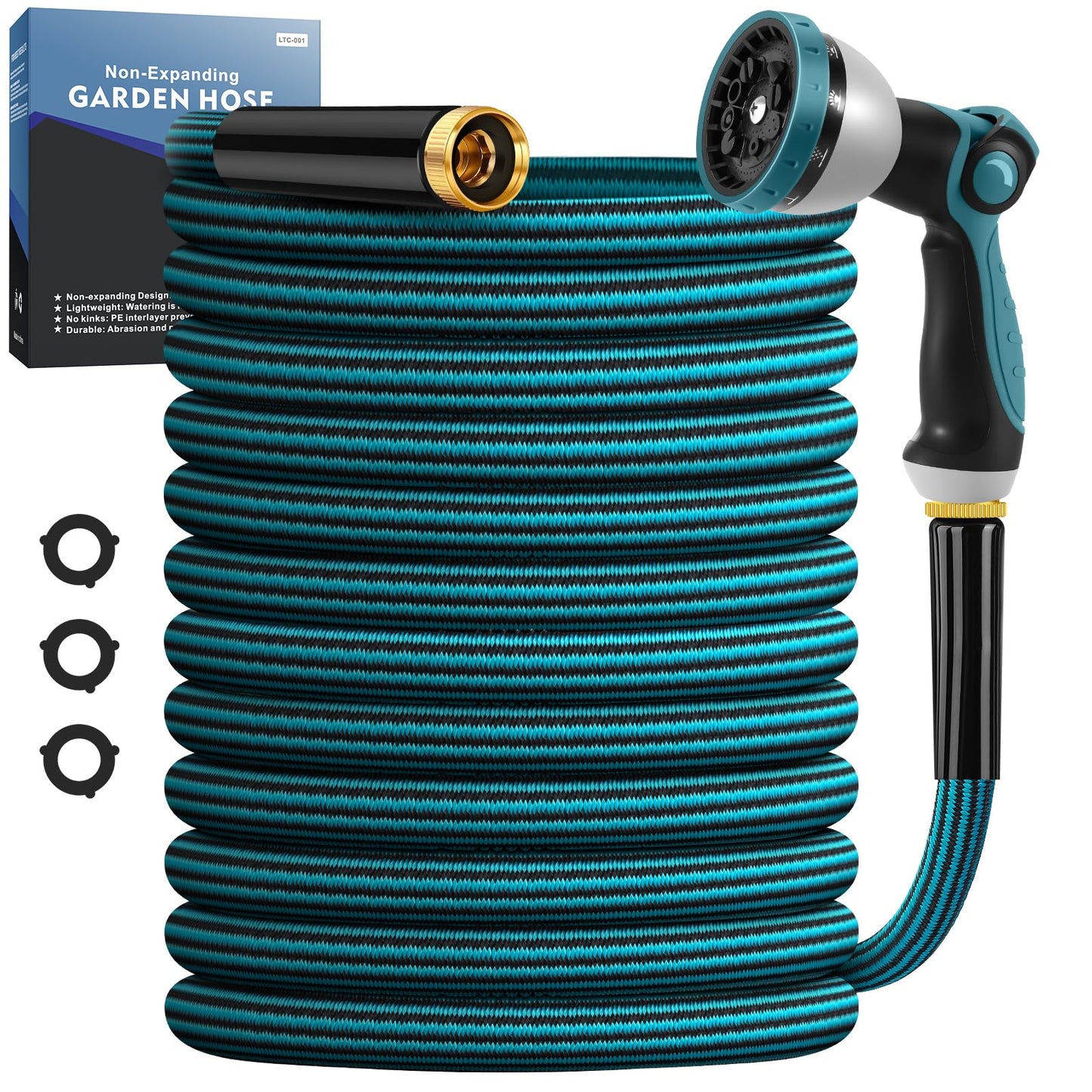 Garden Hose 50ft, Non-Expanding Water Hose Ultra Lightweight, Kink-Free, Sturdy, Flexible, Abrasion Resistant Hose for Yard, Lawn, Outdoor, Marine and Camper