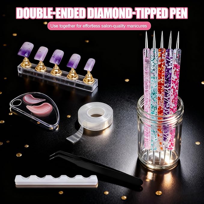 Artdone Nail Dotting Tools Art Brushes Kit With Nail Stand Gel Polish Liner Brushes Design Pen For Nail Drawing And Nail Paint Small Detail