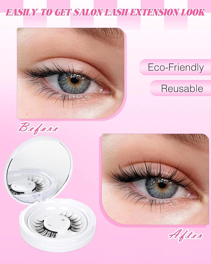 EMEDA Magnetic Eyelashes Natural Look No Glue Reusable Magnetic Lashes with Applicator, Faux Mink Lashes Lightweight & Comfortable for Women Sensitive Eyes Daily Makeup with Mirror Case (20)