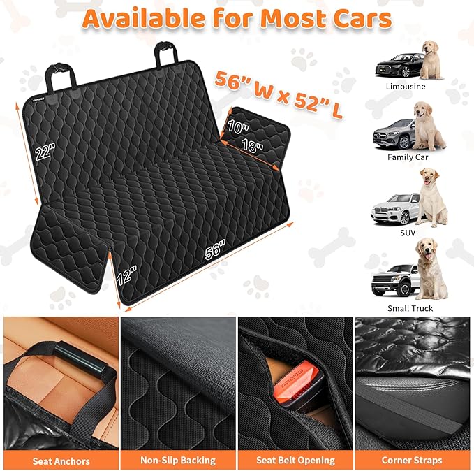 URPOWER Dog Car Seat Cover for Back Seat - Waterproof Car Seat Protector for Child Carseat & Pets, Nonslip Car Seat Covers for Cars, SUVs & Small Trucks