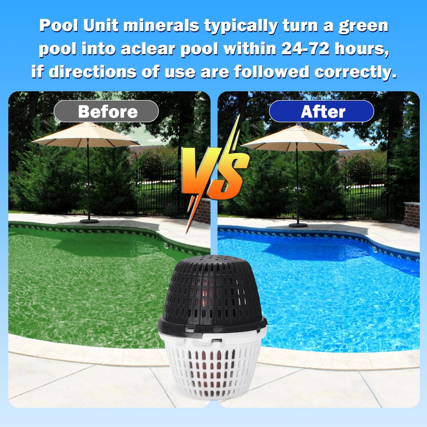 WESHIPTO Pool Unit 20k-30k Gallons Black Replacement for Pool RX, Compatible with Mineral Cartridge Above Ground and Inground Pools Filter Replacement