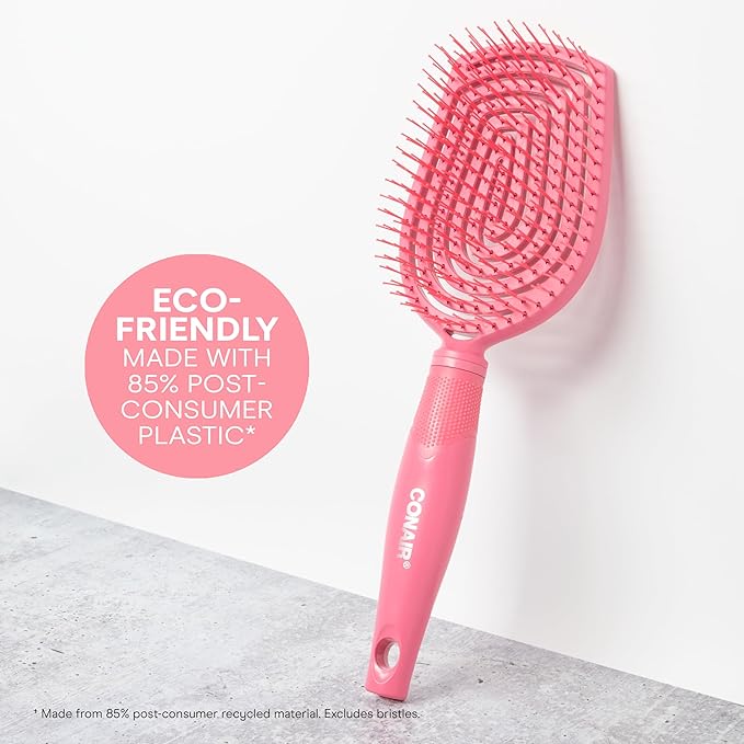 Conair Scalp Care Detangling hairbrush - Curly Hair Brush - Scalp Massager - hairbrushes for women & men - detangler for all lengths and types - can use wet or dry - Pink Pulse