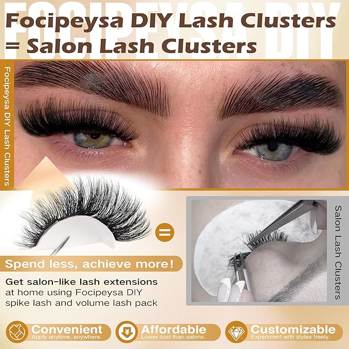 Eyelash Extension Kit Thick Lash Clusters Kit 10-18mm Volume Clusters Lashes 180D Individual Eyelashes Kit with Lash Bond, Lash Remover, Lash Applicator DIY Lash Extension by Focipeysa