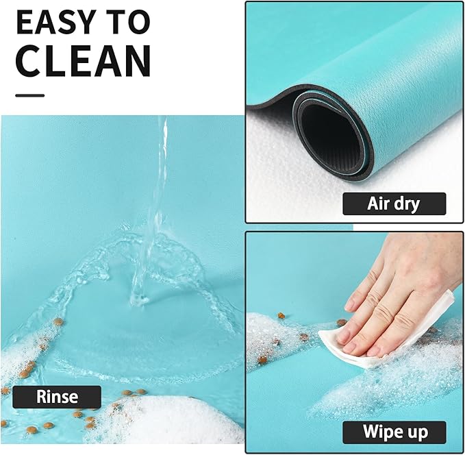 Dog Food Mat - Absorbent Cat Mat for Food and Water, No Stains Pet Feeding Bowl Mat, Easy to Clean Pet Placemats, Quick Dry Dog Water Dispenser Mat for Messy Drinkers | Teal 24"x36"