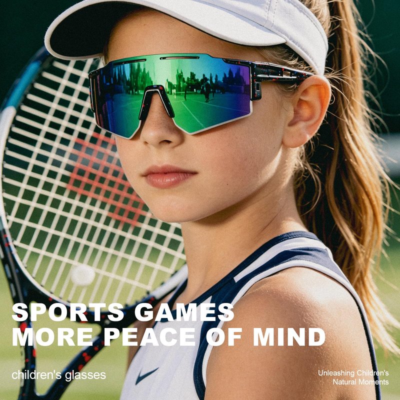 KUGUAOK Oversized Kids Sunglasses Youth Baseball Sun Glasses Boys Girls Softball Cycling UV400 Protection Goggles