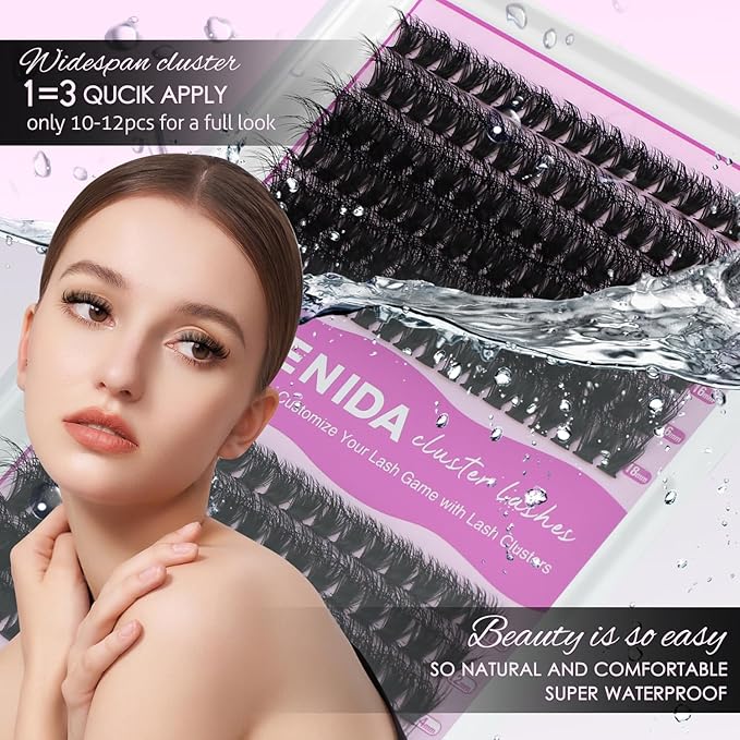 SOFENIDA Lashes Clusters Thick Lash Cluster 10-18mm Volume Eyelash Clusters D Curly Cluster Eyelash Extensions 3D Wispy Lash Clusters DIY Wispy Lash Clusters(60D 80D-10-18MIX Lashes)