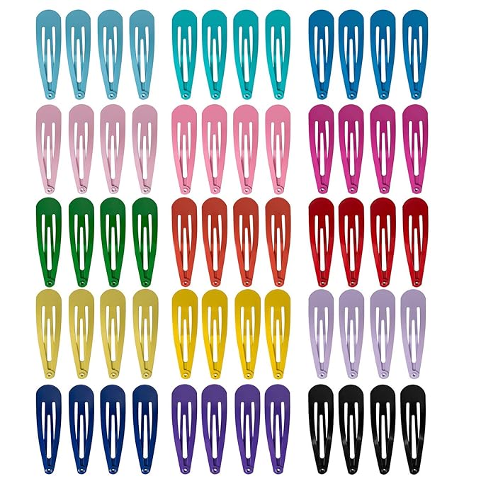 BetyBedy 60 Pcs Hair Barrettes, Non-Slip Hair Clips, 2 Inch Metal Hairpins Accessories for Toddlers, Girls, Kids, Teens, Women (15 Assorted Colors)