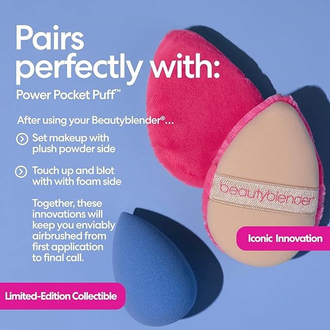 Beautyblender® Denim Beauty Blender Makeup Sponge, Super-Soft Foam Easily Blends Foundations, Powders & Creams, Made in USA, Reusable, Washable, Streak Free Application