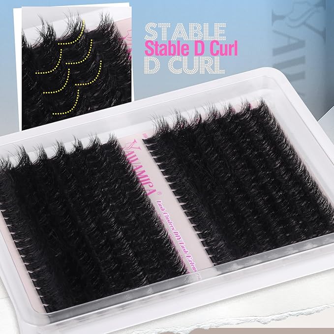Yawamica Wispy Eyelash Clusters 12-18mm Mix 80D 100D Volume Fluffier Cluster Lashes D Curly Lash Clusters 280PCS Individual Lashes DIY Lash Extension by Self