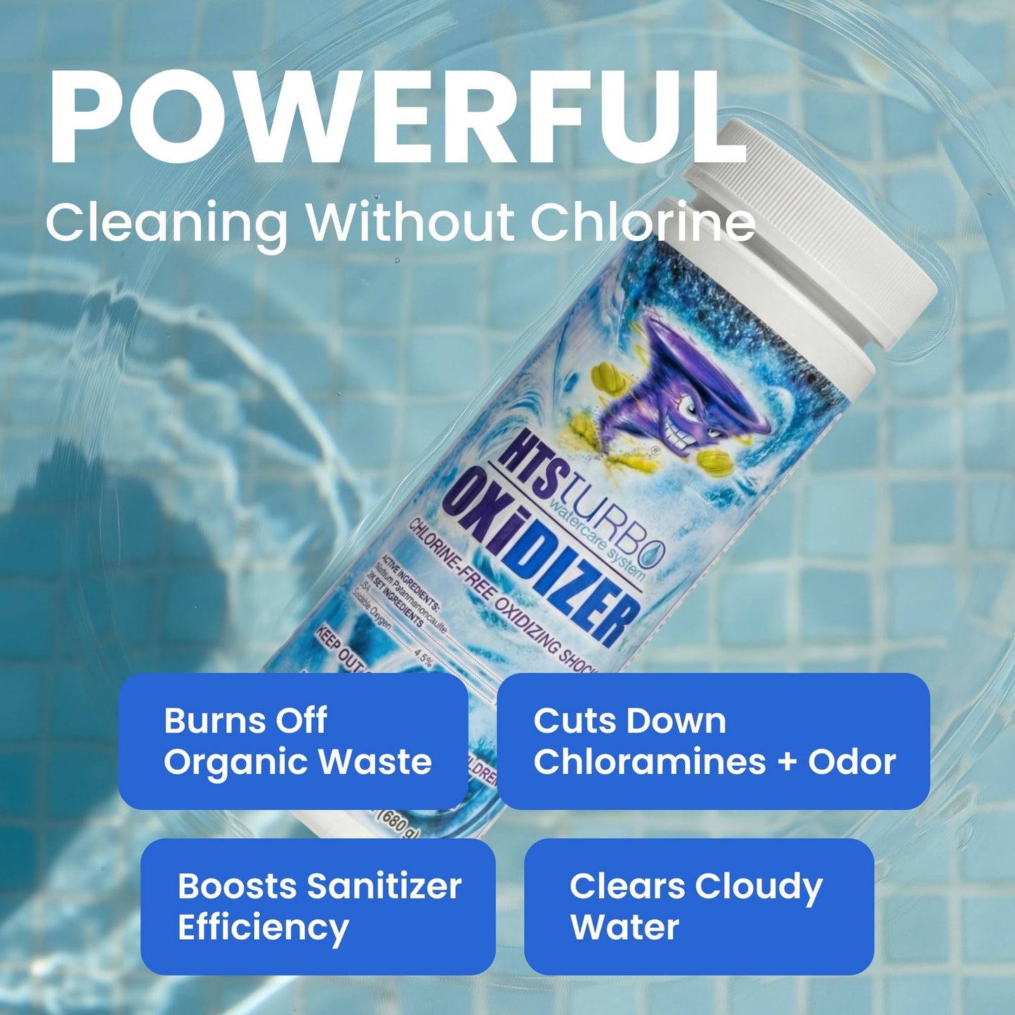 HTS Turbo 1.5 lbs Non-Chlorine Spa Shock - Oxidizer for Hot Tub & Spa - Fast-Dissolving, Crystal Clear Water, USA Made