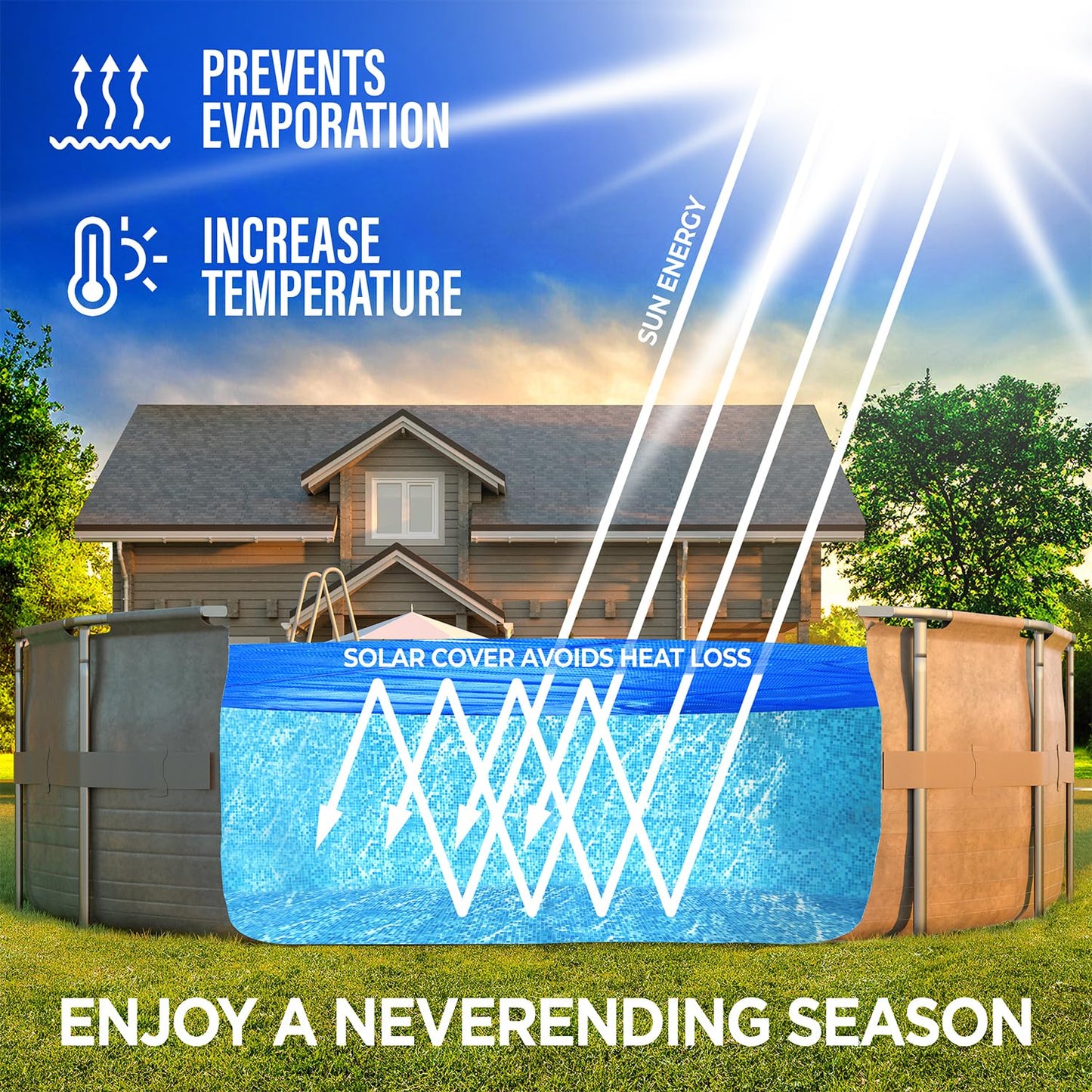 Shop Square 10' x 15' Oval Solar Cover for Inground and Above Ground Pools, 8 Mil - Premium Heavy Duty Solar Blanket for Above Ground Pool, Blue - Made in USA
