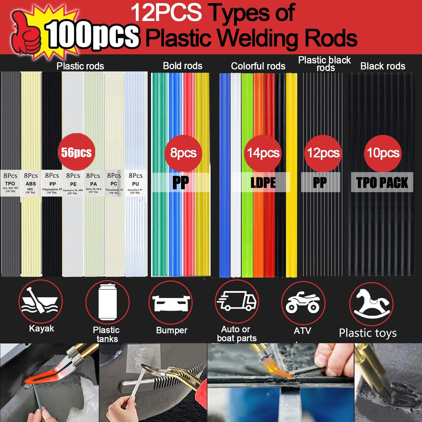 Upgraded 220W Plastic Welder, 2 in 1 Plastic Welding Kit Plastic Repair Welder Kit 1000PCS Hot Stapler Soldering Gun with 100PCS Plastic Welding Rods Car Bumper Repair Kit for Most Plastic Repair