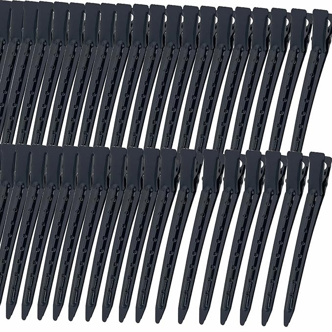 40 PCS 3.5 Inch Black Duck Billed Clips,Metal Alligator Curl Hair Clips with Holes for Styling, Coloring, Thick Hair Rollers, Salon Use,Alligator Clips for Women for Thick Hair & Thin Hair,Black