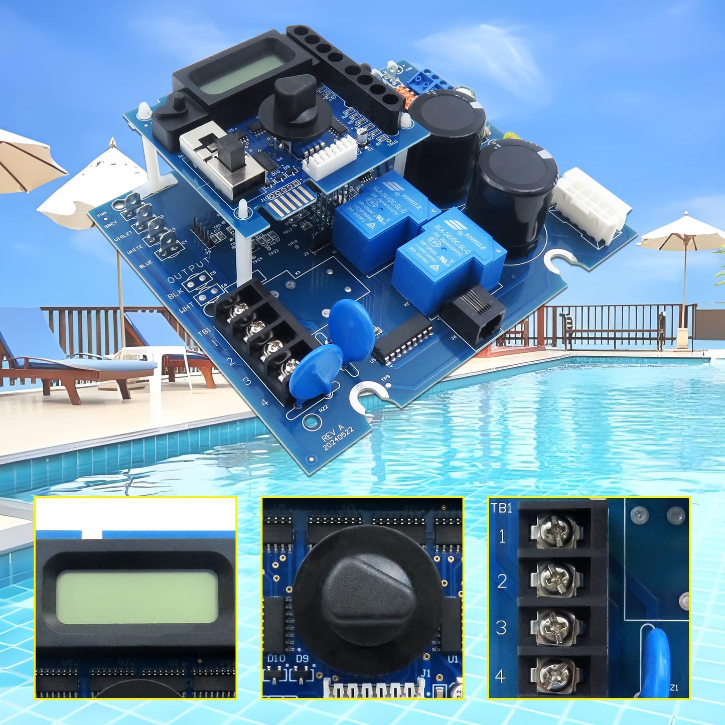 GLX-PCB-RITE Main Circuit Board &GLX-PCB-DSP Display Board Compatible with Hayward Goldline Aqua Rite Salt Chlorine Generators
