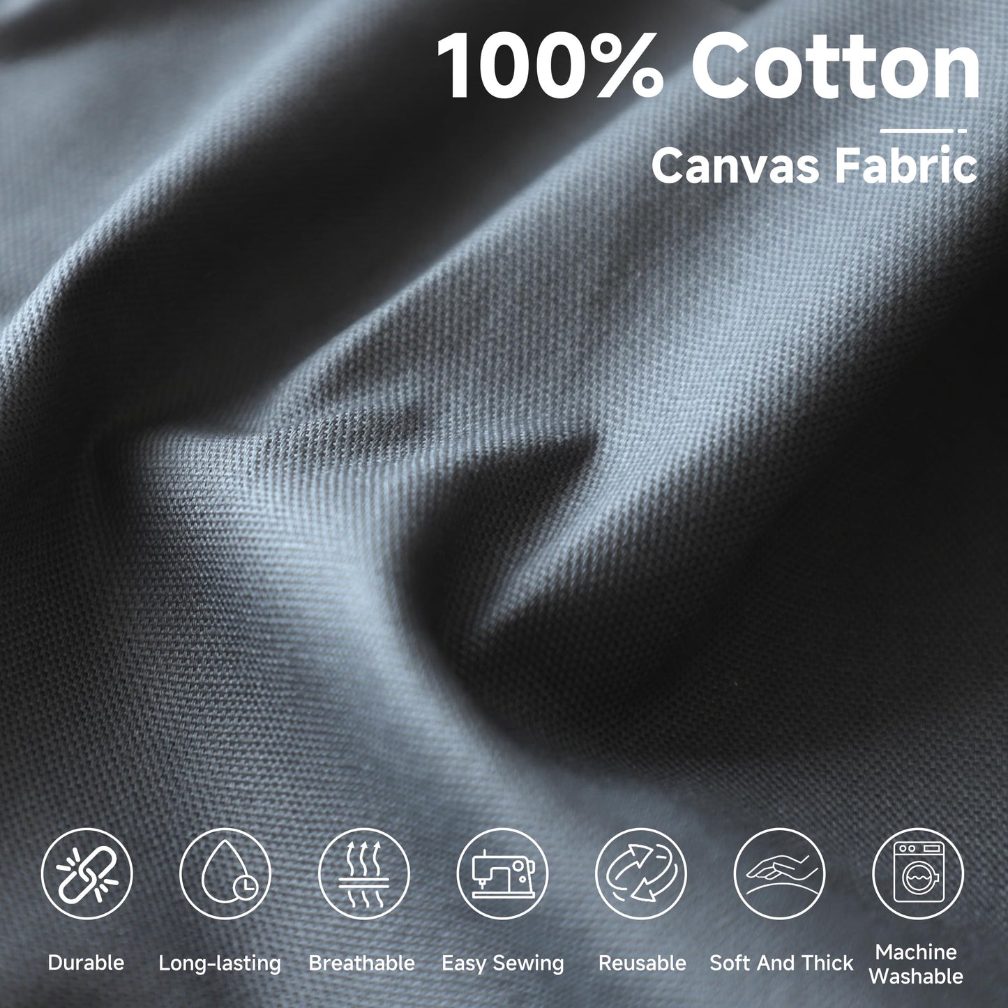 Simple&Opulence 100% Cotton Canvas Fabric 10oz. 59 Inch by the Yard, Nature Duck Fabric Textile Medium Weight for Painting, Sewing, Crafts, Embroidery, Bag, Handmade Home Decor(2 Yards, Black)