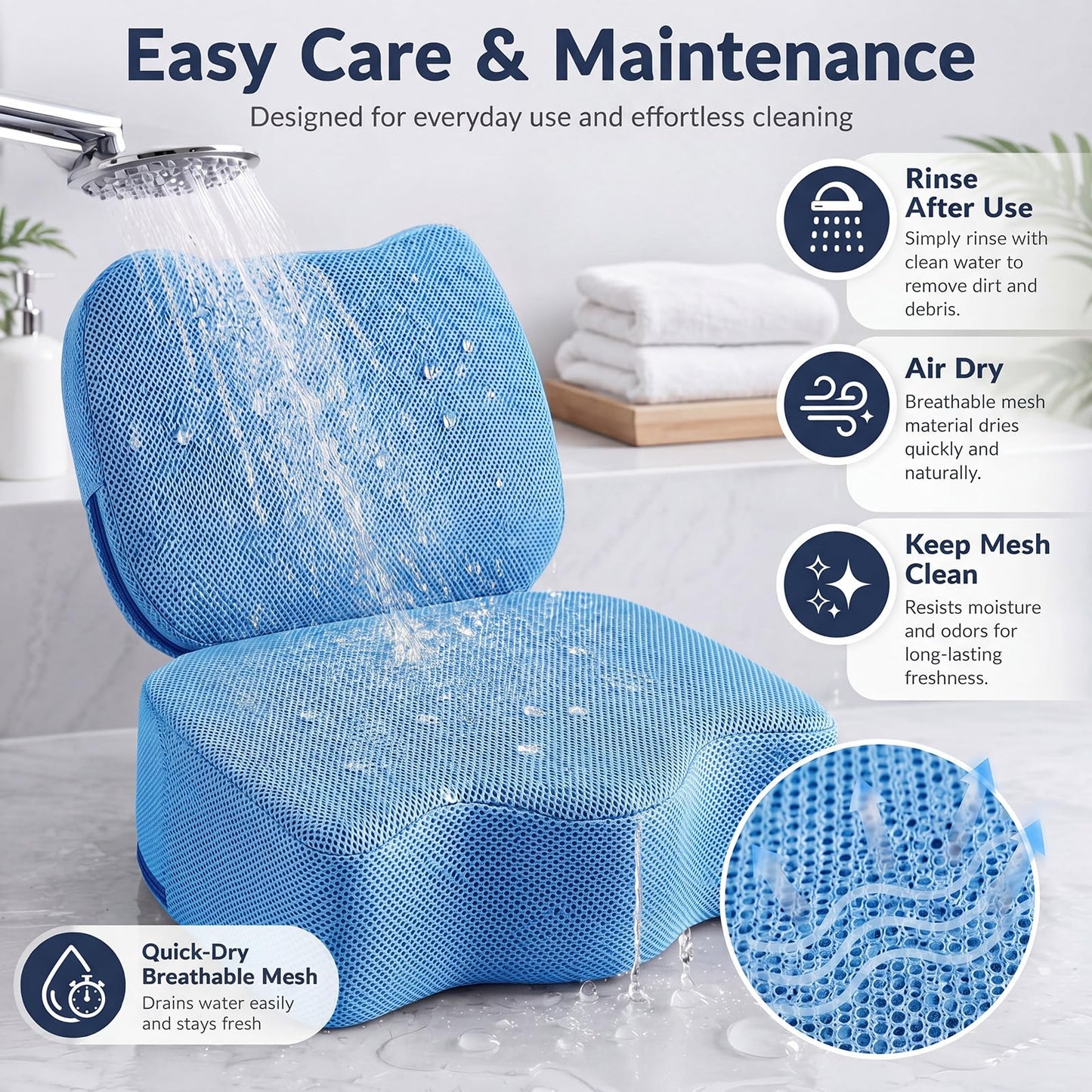 Yerliker 1 Pcs Foldable Hot Tub Booster Seat for Adults, Adjustable 2 Heights up to 6.3", Weighted Booster Seat 3D Air Mesh Hot Tub Accessories Quick Dry Micro Dot Non Slip for Spa Bathtub Pool