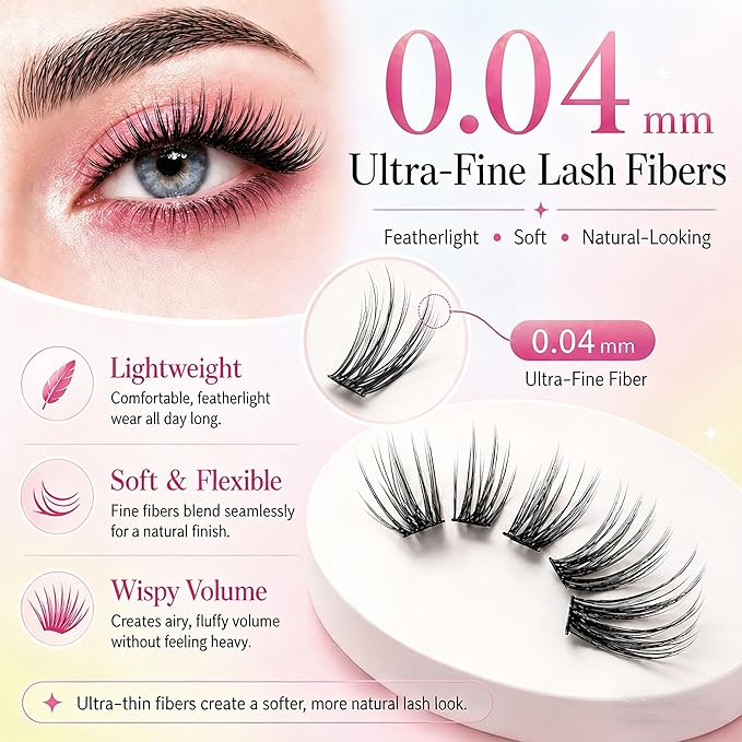 Wispy Lash Clusters Kit, Natural Lash Cluster Eyelash Extensions 192 Pcs C Curl 10-16mm Individual Fluffy False Eyelashes Thin Band DIY Kit for Beginners at Home with Bond Seal Remover Tweezers Brush