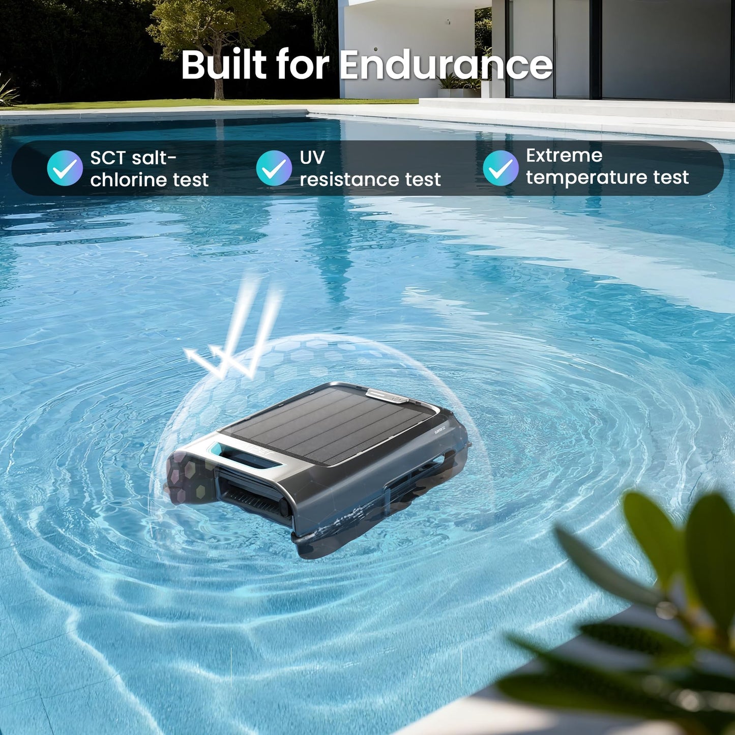 AIPER EcoSurfer S2 Solar Powered Pool Surface Skimmer Robot with APP Support, 24/7 Continuous Cleaning, Dual Charging Modes, Smart Obstacle Avoidance, 150-um Filtration, OTA Upgrade