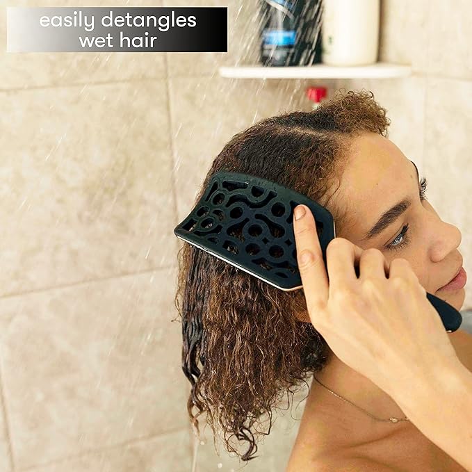 FRAMAR Professional Vented Hair Brush – Curved Hair Brush For Blow Drying, Wet Paddle Brush For Hair, Vent Brush For Blow Drying, Wet Hairbrush For Women – Heat Resistant - Black