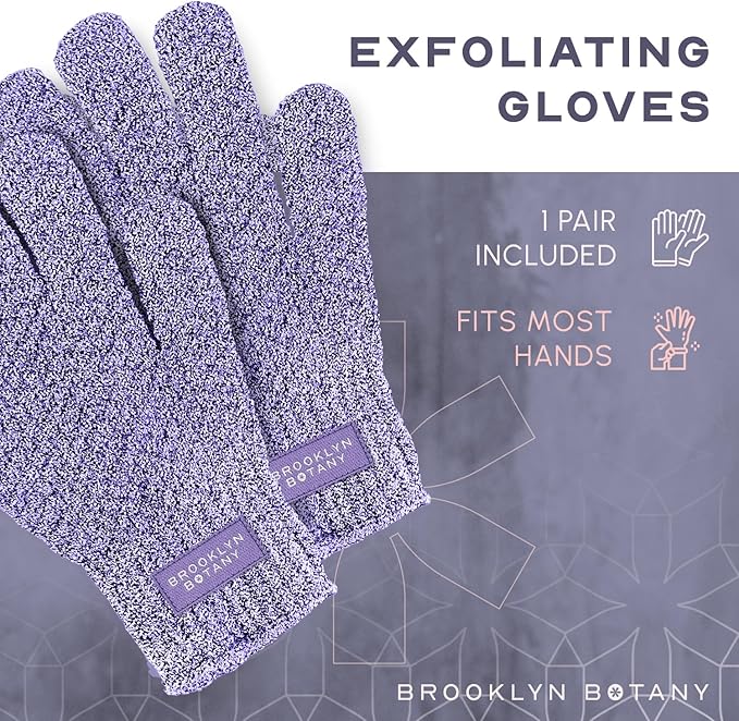 Brooklyn Botany Exfoliating Gloves for Bath and Shower – Heavy Duty Exfoliating Body Scrubber for Massage and Dead Skin Remover for Body – 1 Pair