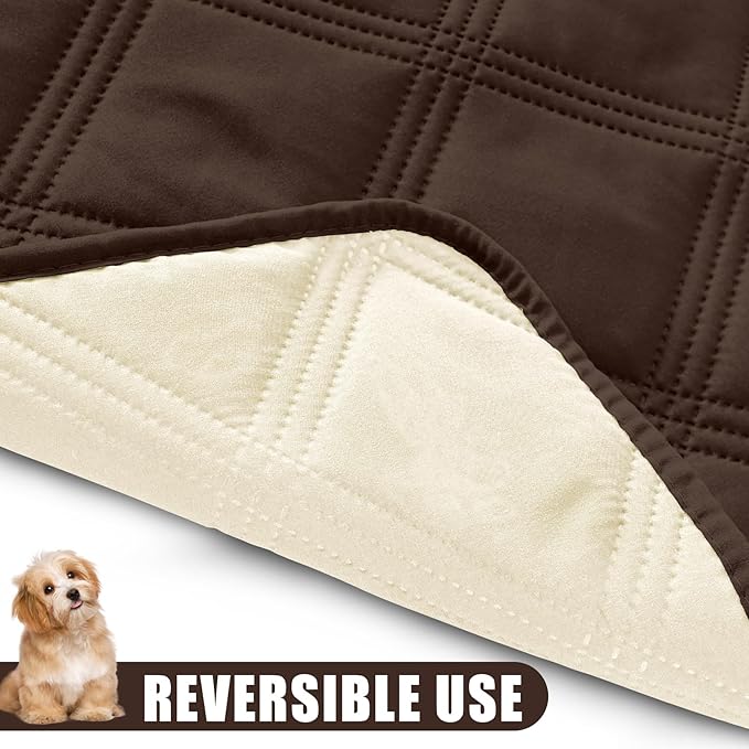 Smiry Waterproof Dog Bed Cover Blanket 30x53, Soft Reversible Pet Blanket, Washable Leakproof Cats Dogs Couch Cover for Sofa, Couch, Furniture, Chocolate/Beige