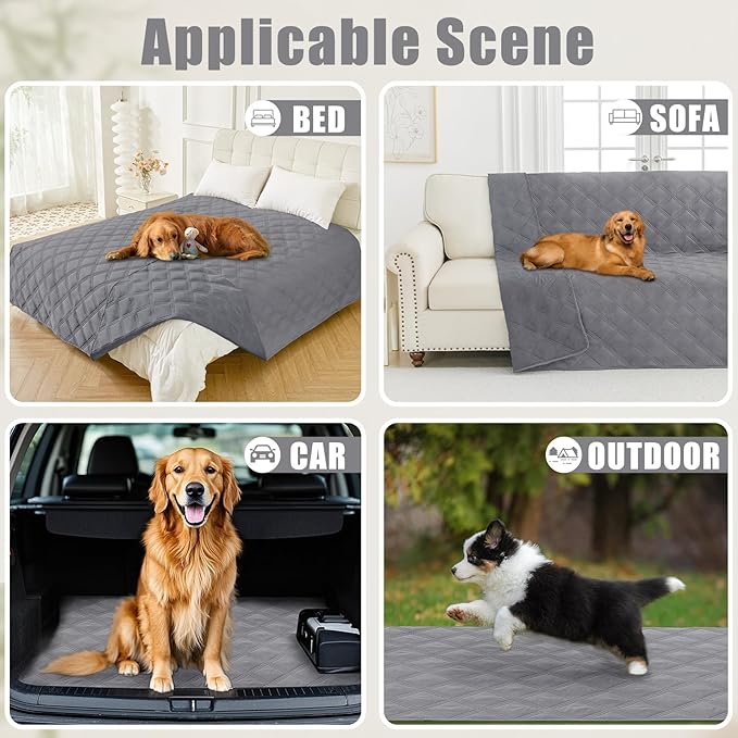 Smiry Waterproof Dog Bed Cover Blanket 40x50, Soft Reversible Pet Blanket, Washable Leakproof Cats Dogs Couch Cover for Sofa, Couch, Furniture, Grey/Grey