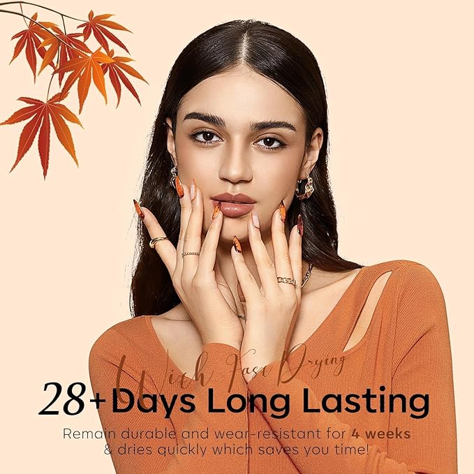 modelones Gel Nail Polish Set, 6 Colors Winter Brown Maple Burnt Orange Maroon Burgundy Red Glitter Gel Polish Cherry Mocha Turkey Pumpkin Color Changing Nail Polish LED Gift