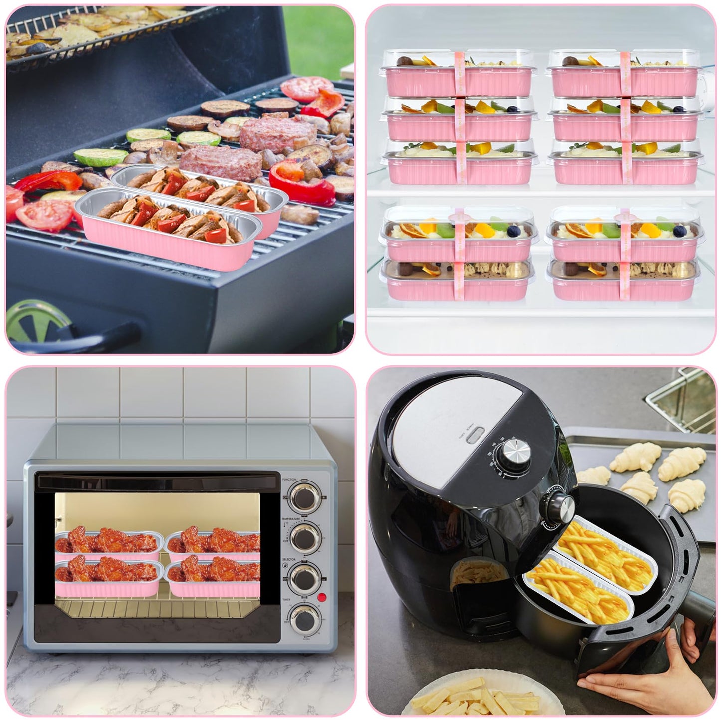 EgticHome Mini Loaf Pans with Lids and Spoons (100 Pack, Pink, 6.8oz) Rectangular Aluminum Foil Baking Pans
