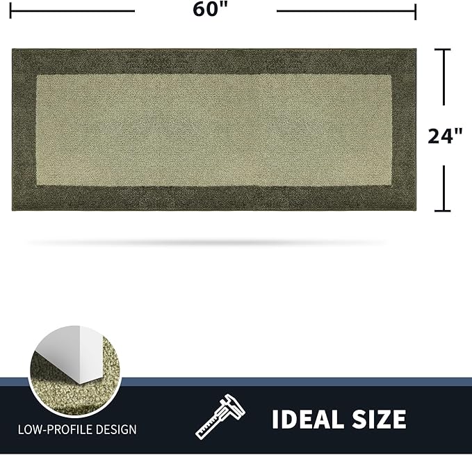 PURRUGS Dirt Trapping Door Mat 24" x 60", Non-Slip Washable Entry Mat, Dog Doormat, Front Door Mat, Super Absorbent Entrance Mat for Muddy Shoes & Paws, Budding Green & Sage Green