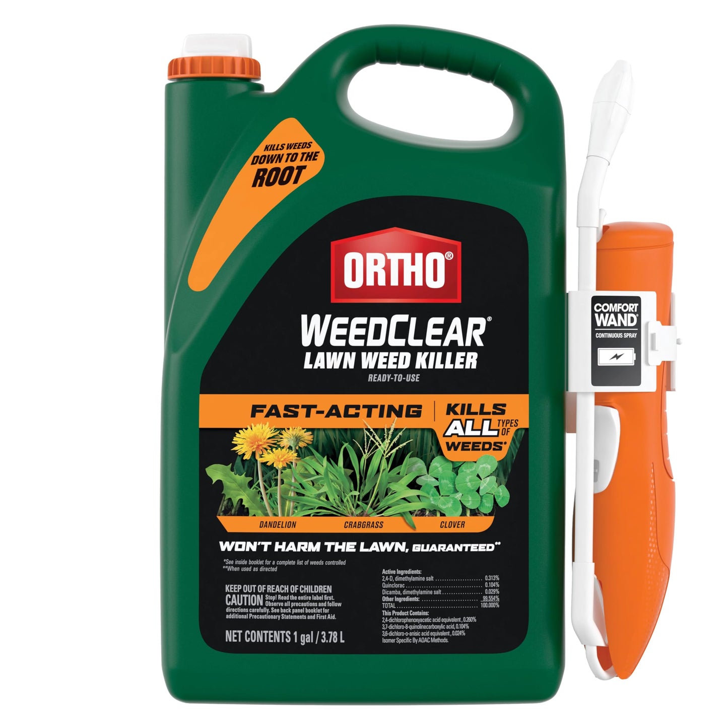 Ortho WeedClear Lawn Weed Killer Ready-to-Use with Comfort Wand, Kills Crabgrass, Dandelion and Clover, 1 gal.