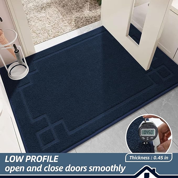 BEQHAUSE Door Mat 36" x 60", Non-Slip Door Mats Indoor Entryway Rugs Washable Low-Profile Absorbent and Stain Resist Floor Mats, Dog Door Mat for Front Back Door, Mud Wet Shoes & Paws, Navy Blue