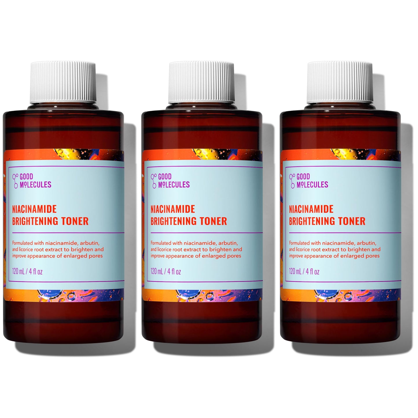 Good Molecules Niacinamide Brightening Toner Pack 3 – 120 ml / 4 fl oz Each | Facial Toner with Niacinamide & Arbutin for Even-Looking Skin