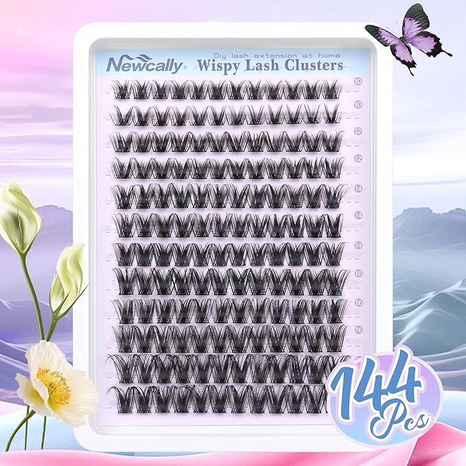 Lash Clusters Wispy Lash Extension D-curly Eyelash Clusters Natural Look 10-18mm Cluster Eyelash Extensions 144Pcs Volume Individual Lashes Spiky Cluster Lashes Manga by Newcally