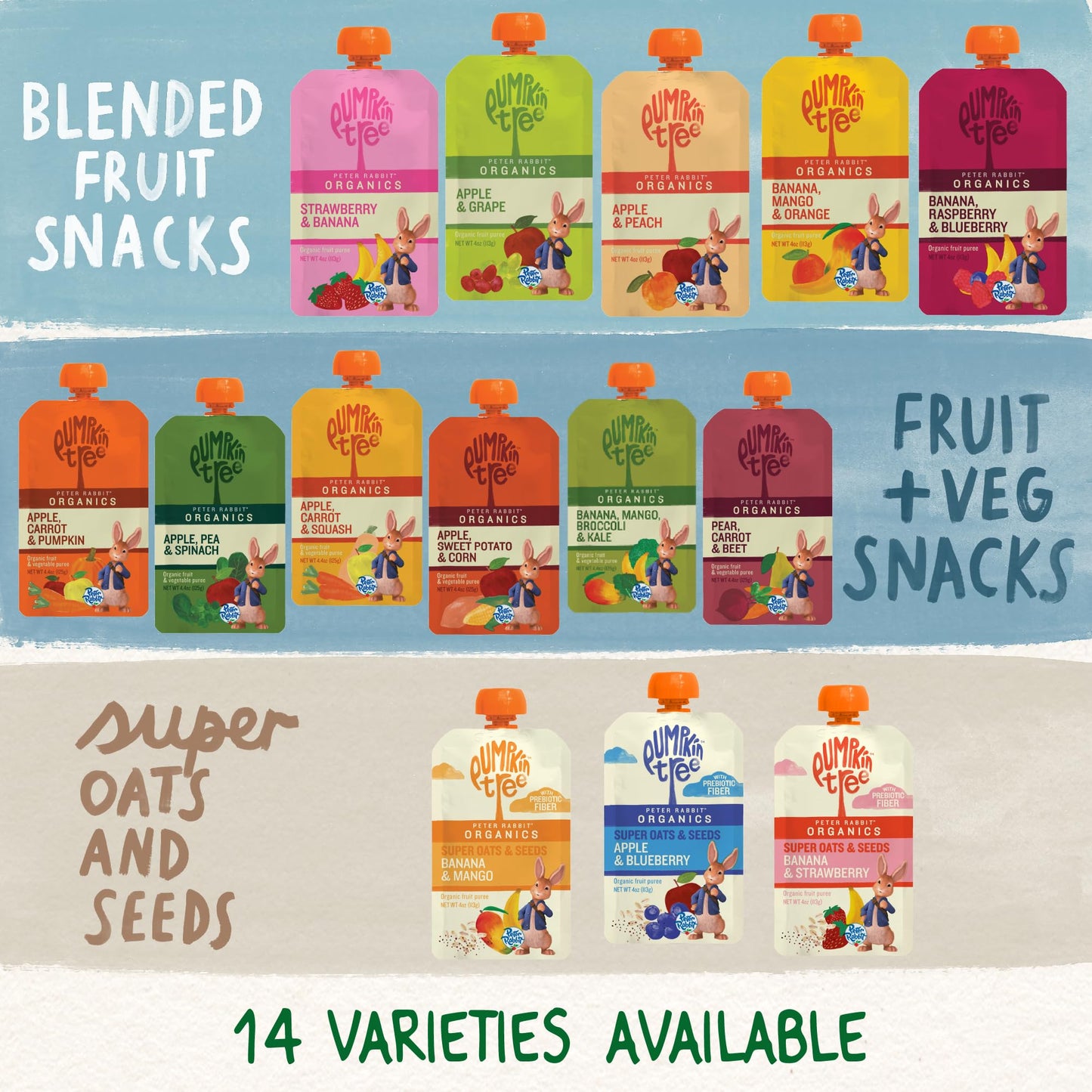 Pumpkin Tree Peter Rabbit Organics Mango, Banana and Orange Snacks, 4 Oz (Pack of 10)