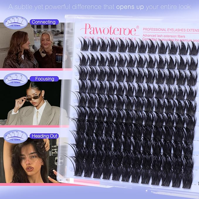 Pawotence Manga Lash Clusters 10-18mm Eyelash Clusters 120pcs Cluster Eyelash Extensions Anime Cluster Lashes Individual False Eyelashes for DIY Lash Extension at Home