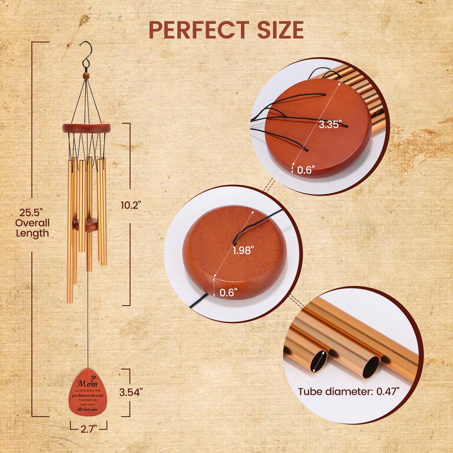 Moms Wind Chimes – Windchimes for Home & Garden, Mother's Day Birthday Gift from Daughter & Son, Valentines Day Gift Ideas for Mom