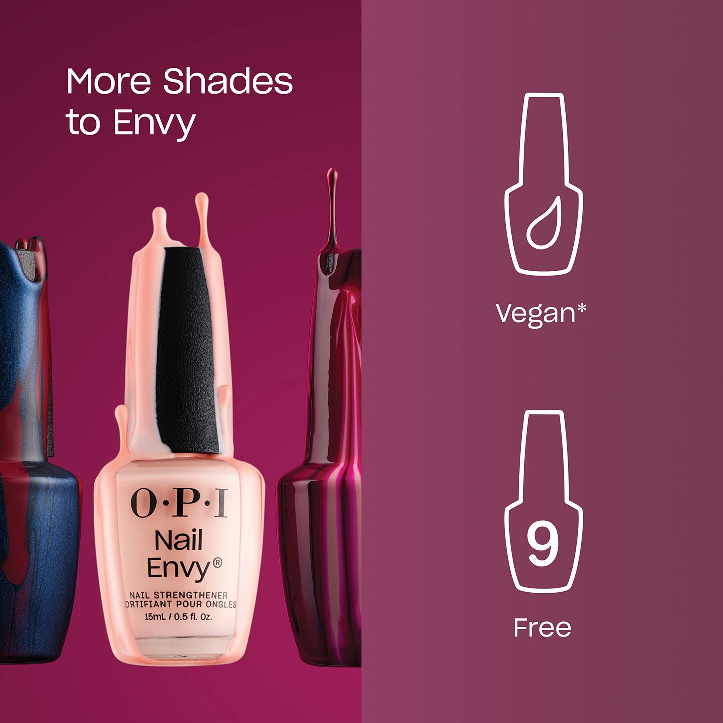 OPI Nail Envy Strengthener Powerful Pink | Opaque Bright Pink Pearl Strengthening Nail Polish Treatment | Strengthen Weak & Thin Nails