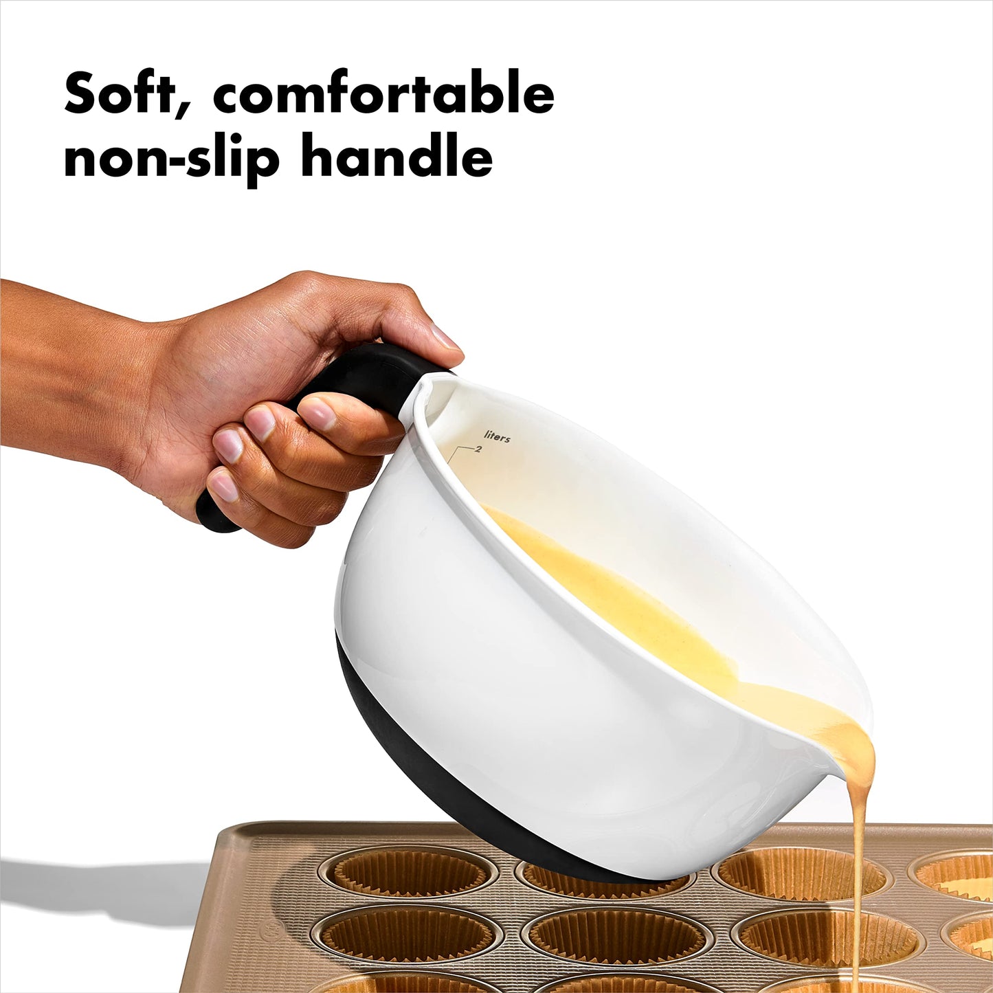 OXO Good Grips Precision Batter Dispenser & Good Grips 2QT Batter Mixing Bowl, White