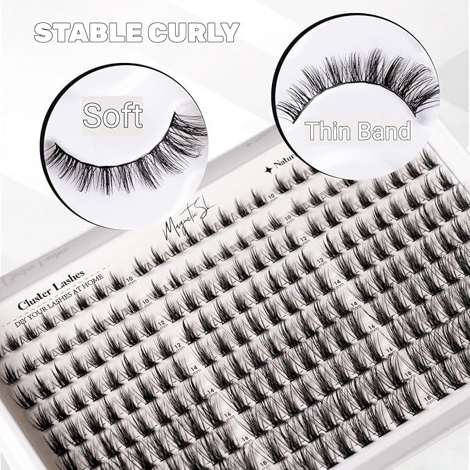 Lash Clusters 240pcs Manga Lash Extension Kit 10-18mm Cluster Eyelash Extensions Natural Lash Individual Lashes -M33-Natural