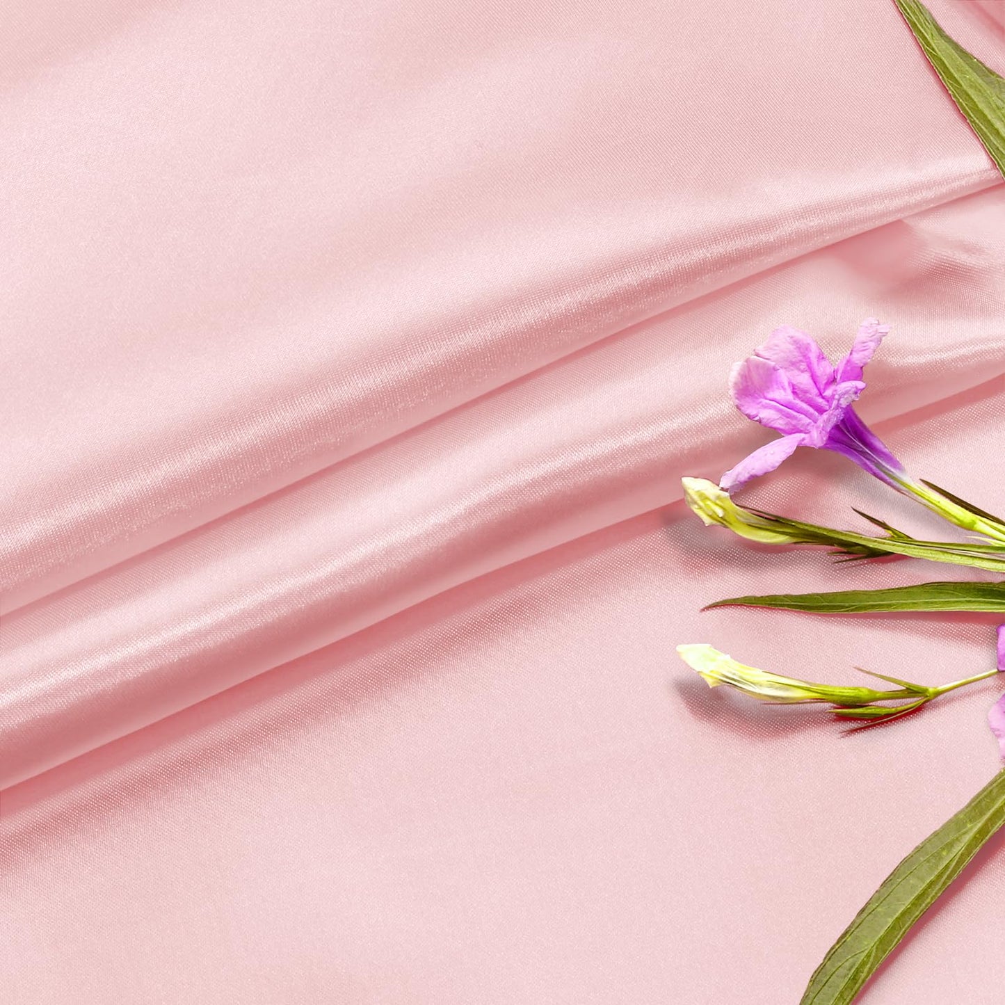 P Pothuiny 5 Yards x 55 Inch Wide Blush Pink Satin Fabric by The Yard, Silky Charmeuse Satin Fabric for Bridal Wedding Dress Decor DIY Apparel Crafts